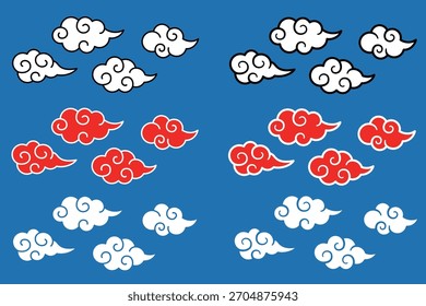 Conjunto de Ilustraciones en la nube de estilo japonés