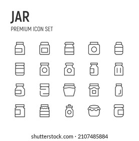 Set of jar line icons. Premium pack of signs in trendy style. Pixel perfect objects for UI, apps and web. 