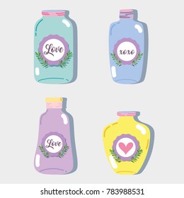 set jar mason glass with different shapes