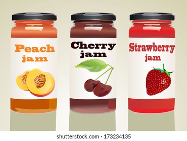 Set of jars with berry jam