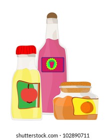Set from jars with fruit and berry jam vector