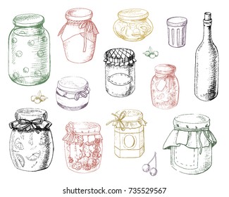 Set jars of jam in vector