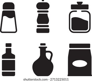 Set of Jars — Vector Illustrations of Glass Jars, Bottles, and Containers, Isolated Black and White or Color Design for Kitchen, Food, and Storage