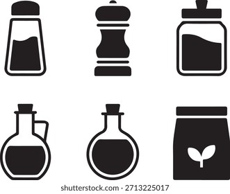 Set of Jars — Vector Illustrations of Glass Jars, Bottles, and Containers, Isolated Black and White or Color Design for Kitchen, Food, and Storage