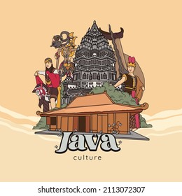 Establecer Ilustración Javanesa. Antecedentes de las culturas indonesias