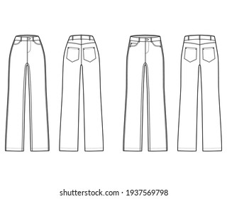 Set Jeans Denim Pants Technical Fashion Stock Vector (Royalty Free ...