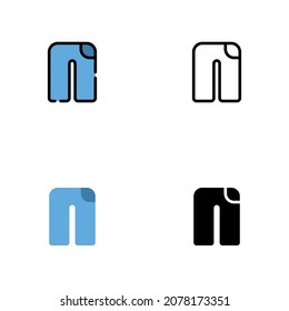 Set of Jeans Icons with different styles Glyph Outline Flat and Colored