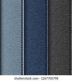 Set of jeans vertical stripes with stitches.