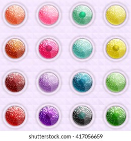 Set jelly candy buttons.