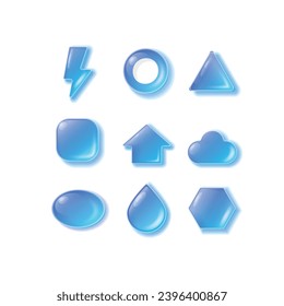 A set of jelly material borders, buttons, shapes