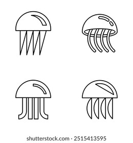 Conjunto do logotipo do Jellyfish. Design de ícones. Elementos do modelo