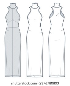 Halter Dress Fashion Sketch Template