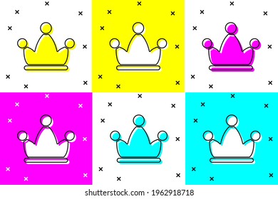 Ponga el sombrero Jester con las campanas aisladas en el fondo del color. Icono de payaso. Cartel de los cómplices del parque de atracciones.  Vector