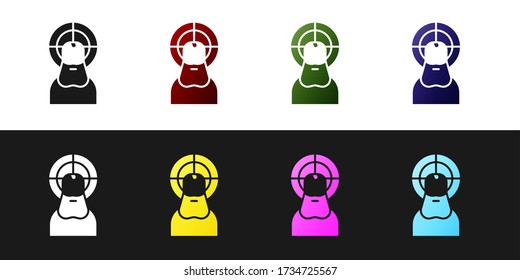 Set Jesus Christ icon isolated on black and white background. Vector Illustration