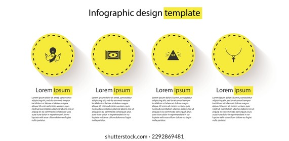 Set Jesus Christ, Traditional carpet, Masons and Christian cross chain. Business infographic template. Vector