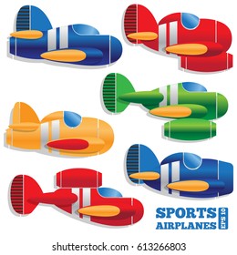 A set of jet aircraft on white background. Side view. Vector illustration.