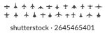 Set of jet plane, top view icons. Black silhouette airplanes, jets, airliners and retro planes. Isolated vector illustration.