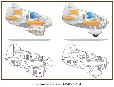 A set of jet planes. Side view. Isolated on white background. Vector illustration.