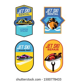 Set Of Jet Ski Emblem For Rental And Service 