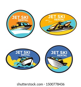 Set Of Jet Ski Emblem For Rental And Service 