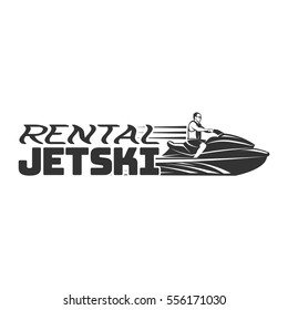 Set of Jet Ski rental logo, badges and emblems isolated on white background. Watercraft transport logo.