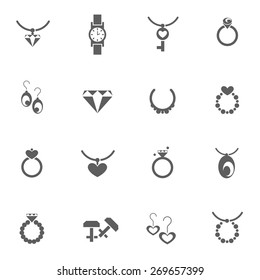Set of jewelery icons in black style