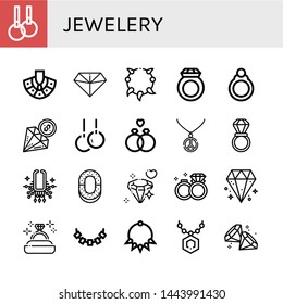 Set of jewelery icons such as Rings, Necklace, Diamond, Ring, Wedding ring, Wedding rings, Diamond ring, Pendant , jewelery