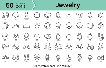 Set of jewelry icons. Line art style icons bundle. vector illustration
