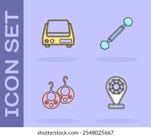 Set Jewelry store, Electronic jewelry scales, Earrings and Piercing icon. Vector