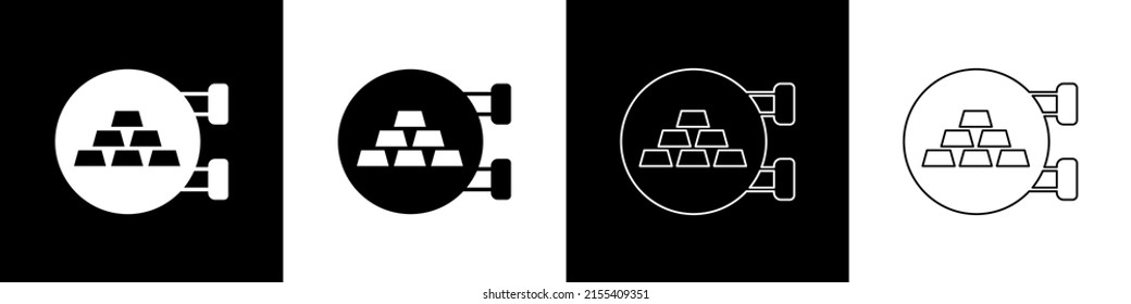 Set Jewelry store icon isolated on black and white background.  Vector