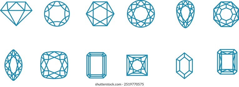 Conjunto de icono de línea de Vector de joyería, icono de diamante