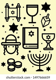 Set of Jewish Celebratory Hanukkah Items
