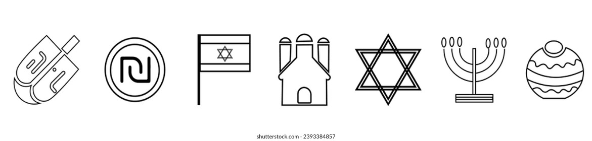 Set of Jewish clip art on white background