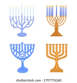 Set of jewish menorah candelabrum
