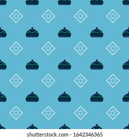 Set Jewish sweet bakery and Star of David on seamless pattern. Vector