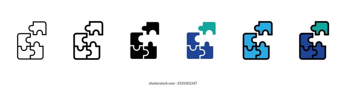 set jigsaw puzzle connect match game goal icon vector business mission problem solution idea strategy symbol illustration game challenge solving for web and app. stock vector. illustration. 