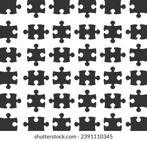 Set jigsaw puzzle part design elements silhouette. Vector illustration.