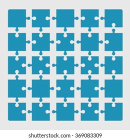 A set of jigsaw puzzle pieces connected