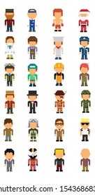 set of job characters pixel design ; vector illustration
