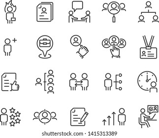 set of job hunting icons, such as cv, hr, training, career