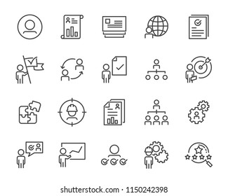 set of job hunting line icon, such as job interview, career path