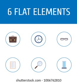 Set of job icons flat style symbols with business center, schedule, case and other icons for your web mobile app logo design.
