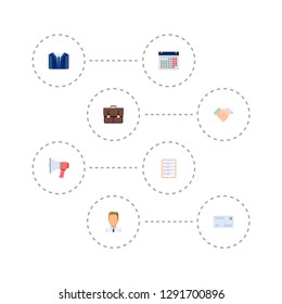 Set of job icons flat style symbols with letter, deal, businessman and other icons for your web mobile app logo design.