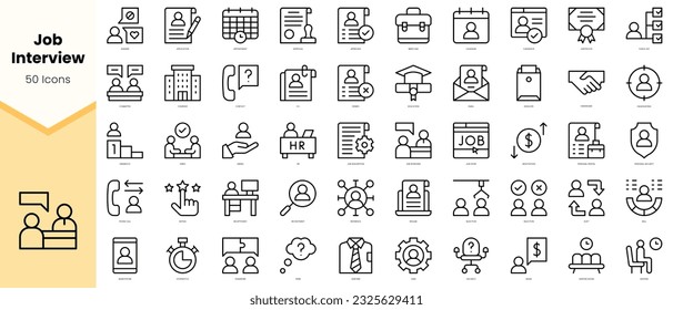 Set of job interview Icons. Simple line art style icons pack. Vector illustration