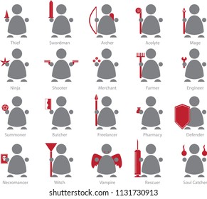 Set of job in MMORPG Game vector 1