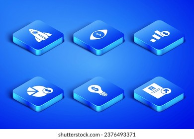 Set Job promotion, Startup project concept, Light bulb with dollar, Pie chart and, Eye and  icon. Vector