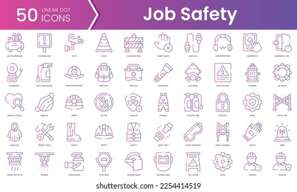 Set of job safety icons. Gradient style icon bundle. Vector Illustration