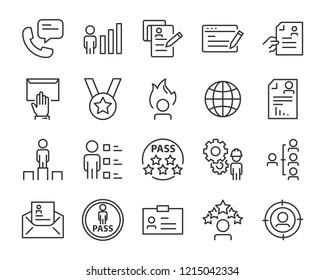 set of job seach icons ,such as work, career, traning, business, skill, meeting