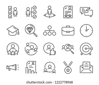 set of job seach icons ,such as work, career, traning, business, skill, meeting