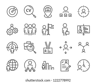 conjunto de iconos de búsqueda de trabajo, como trabajo, carrera, formación, negocios, habilidades, reunión